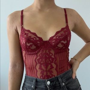 Forever 21 Red Lace Lingerie Bodysuit